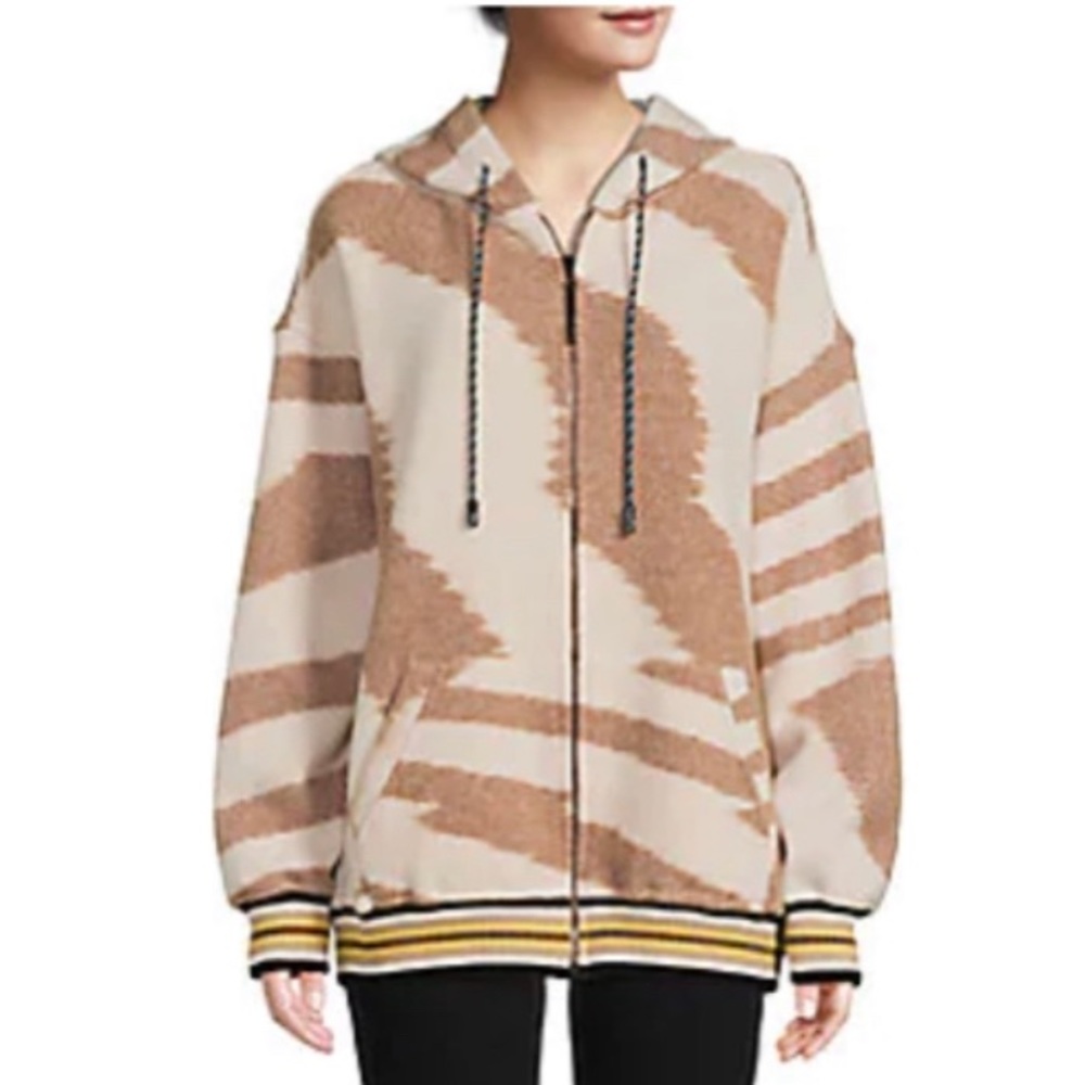 MISSONI Patterned Wool Zip Up Hoodie Size XS